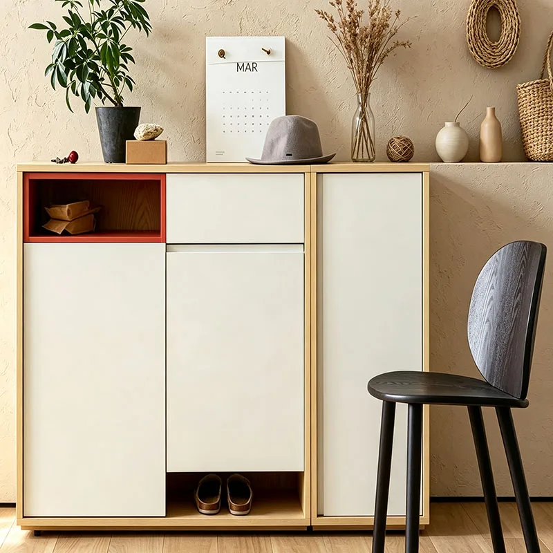 Modern Wooden Shoe Cabinet Designer Organizer Storage Cupboard Display Display Living Room Vertical Zapatero Home Furniture