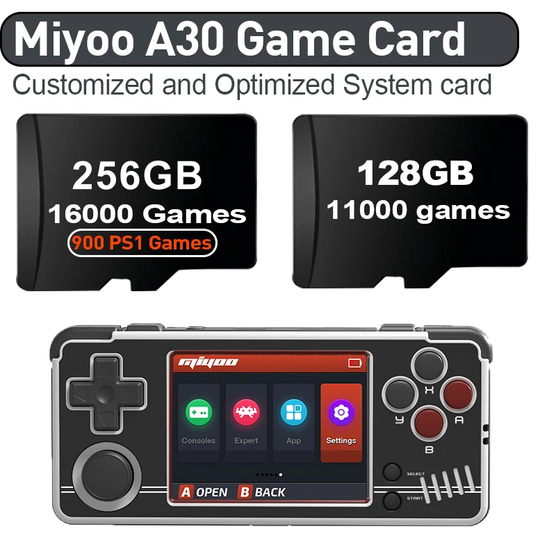 

Handheld Game Console Miyoo A30 Game Card built-in 16000+ Games 50+ Emulators for PS1/MAME/NDS/PSP/SS Game TF Card for Miyoo A30