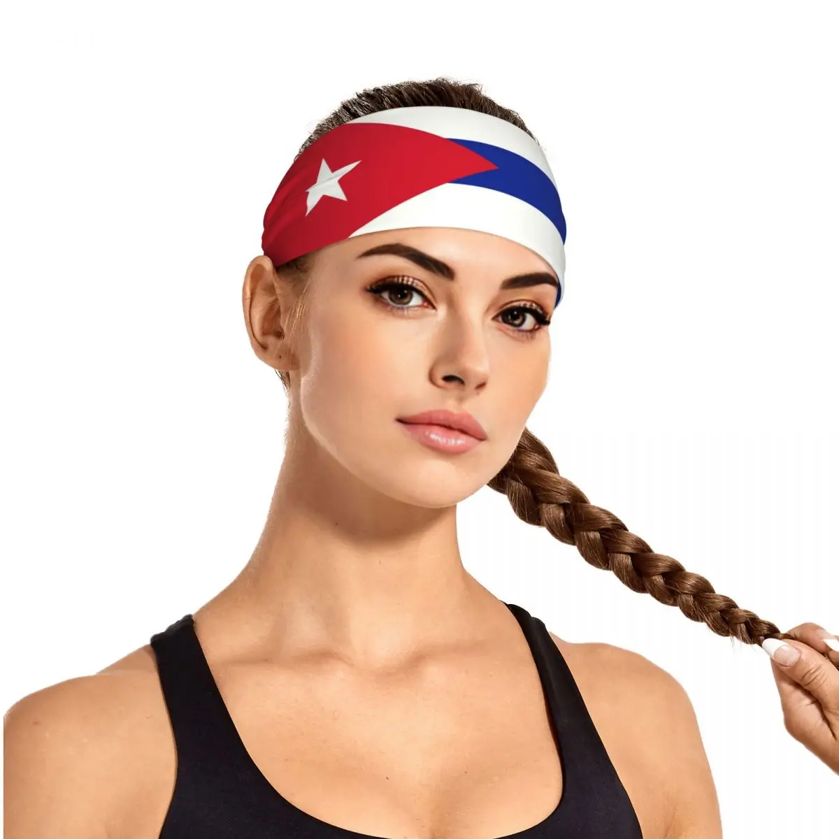 Custom Flag Of Cuba Sweatband Women Men Moisture Wicking Cuban Patriotic Athletic Headband for Cycling