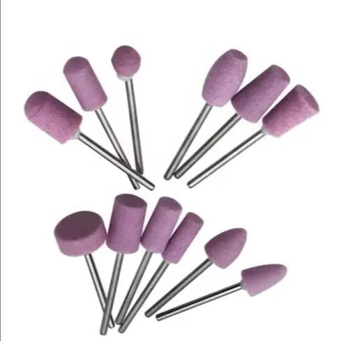 12Pcs Mini Nail Drill Bit Set Abrasive Polishing Mounted Stones 2.35mm Shank for Rotary Tools Grinding Wheel Head Tools