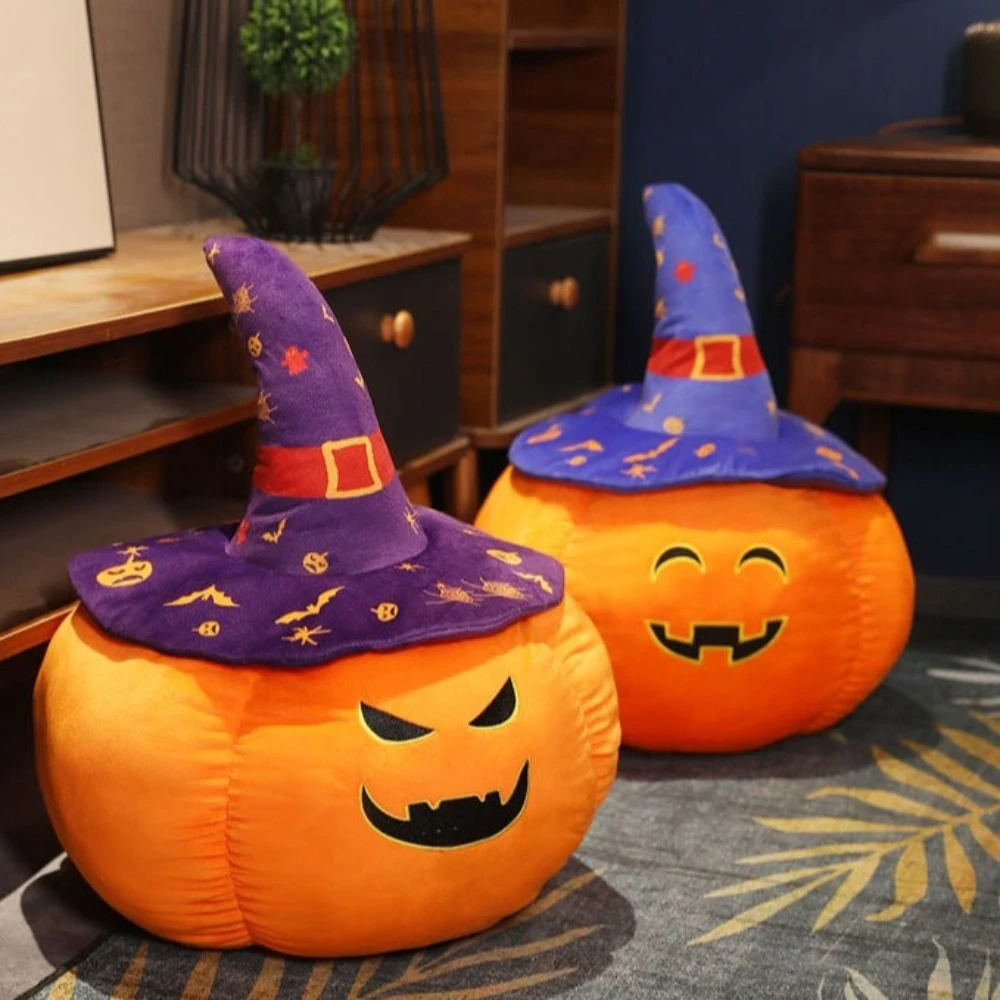 Wearing Hat Pumpkin Demon Doll Stuffed PP Cotton Halloween Plush Toy Funny Soft Halloween Pumpkin Throw Pillow Home Decoration