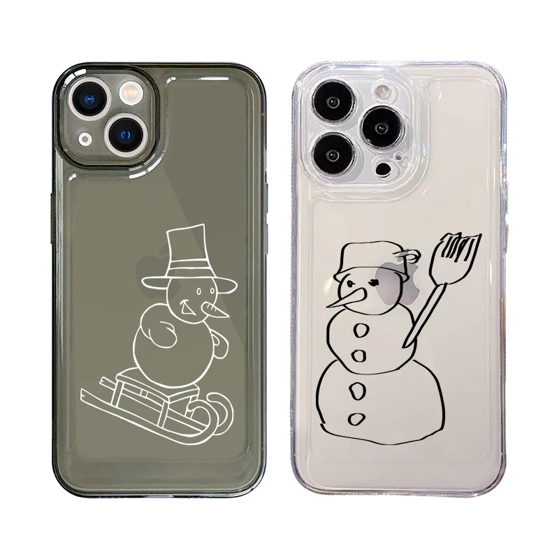 

Christmas Winter Snowman Clear Phone Case For iPhone 16 15 11 12 14 13 Pro Max Mini X XS XSMax XR 7 8 Plus SE4 16e Silica Covers