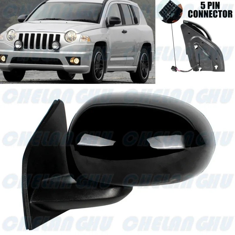 

Left Side 5 Pins Black Painted Power Adjust Mirror Assembly For Jeep Compass 2007 2008 2009 2010 2011 2012 2013 2014 2015 2016