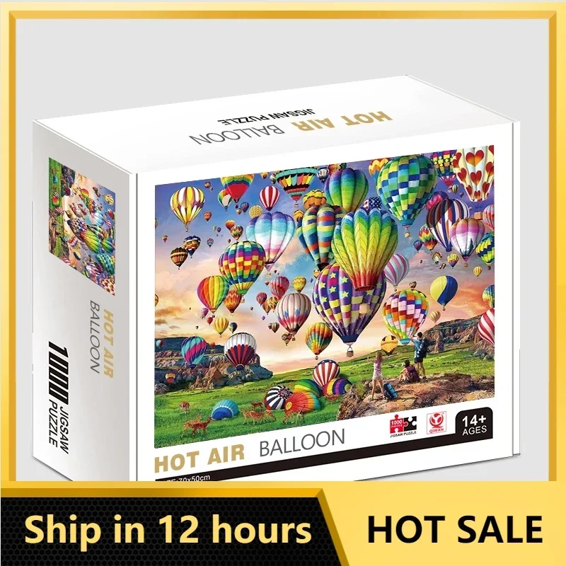 70*50cm Adult Puzzle 1000 Pieces Paper Jigsaw Puzzles The Hot Air Balloon IV Famous Painting Series Learning Education Craft Toy