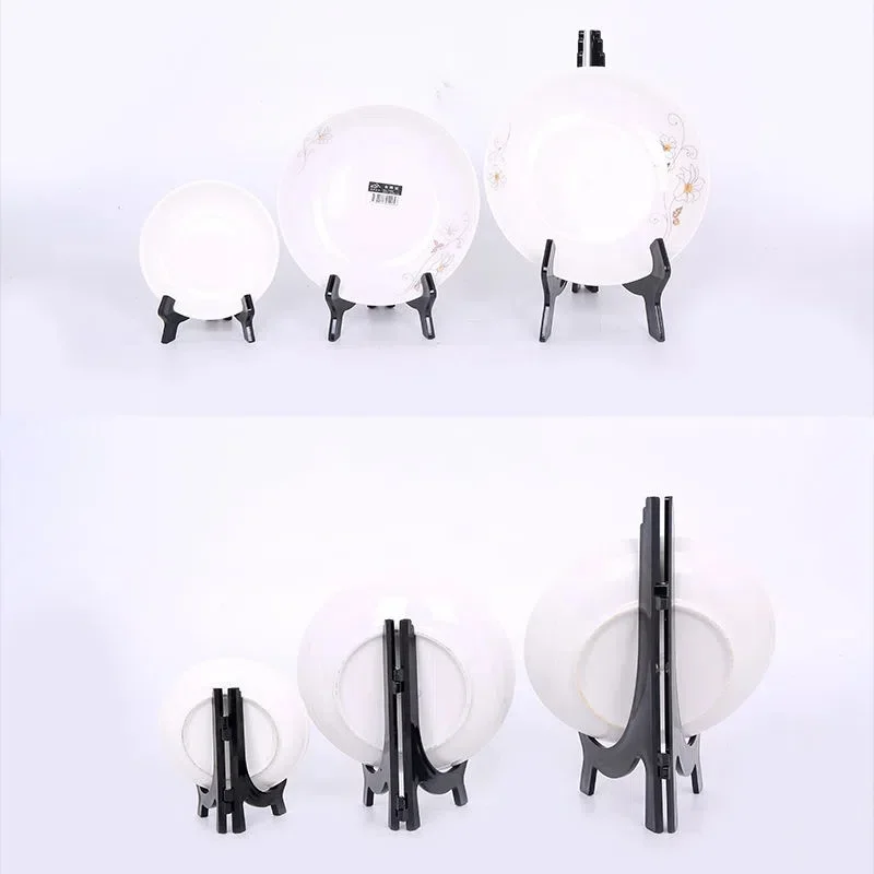 Estante plegable para platos, soporte de plástico para almacenamiento de imágenes, accesorio de cocina