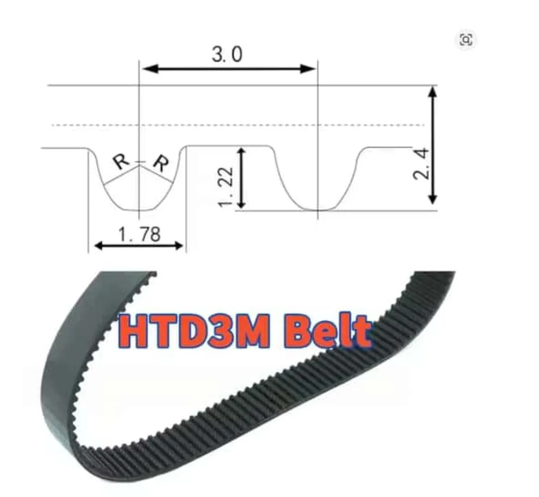 3mm Pitch HTD3M Rubber Synchronous Belt, Arc Tooth Closed Loop Timing Belt, Circumference 300-399mm, Multiple Widths Optional