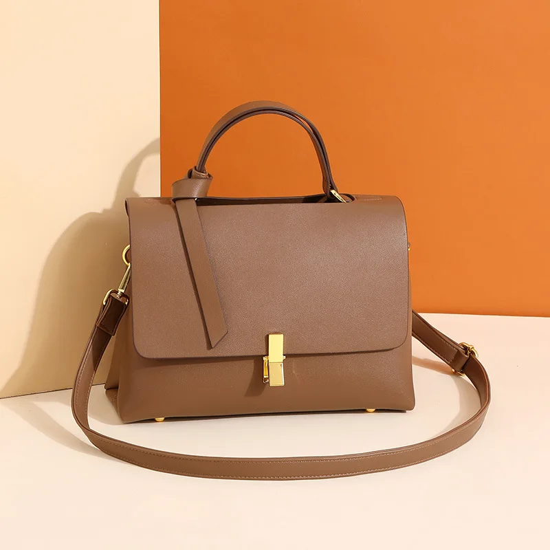 Women Vintage Shoulder Bag New Fashion Genuine Leather Ladies Crossbody Bag Simple All-match Women Handbag