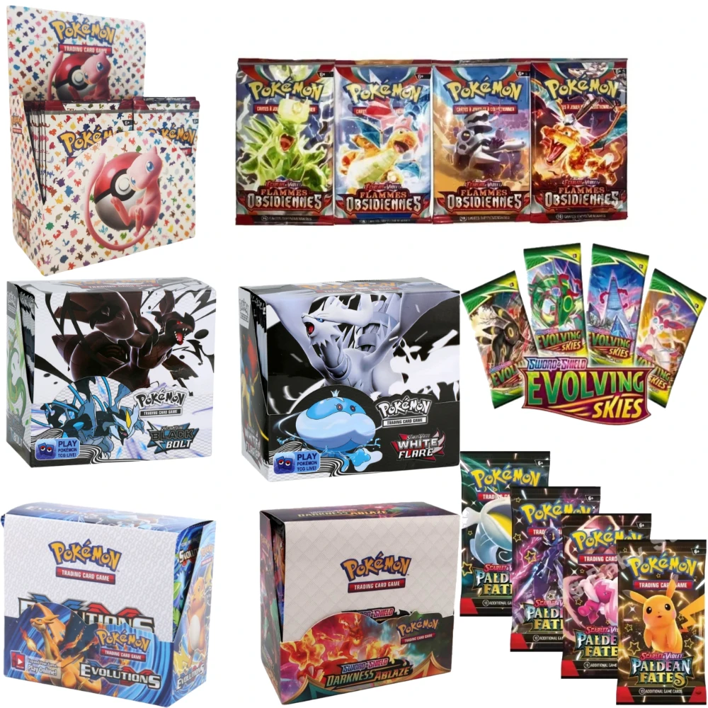 

English 36 Packs Pokemon Card Prismatic Evolutions Scarlet Violet 151 Surging Sparks WHITE FLARE Booster Battle Transaction Card