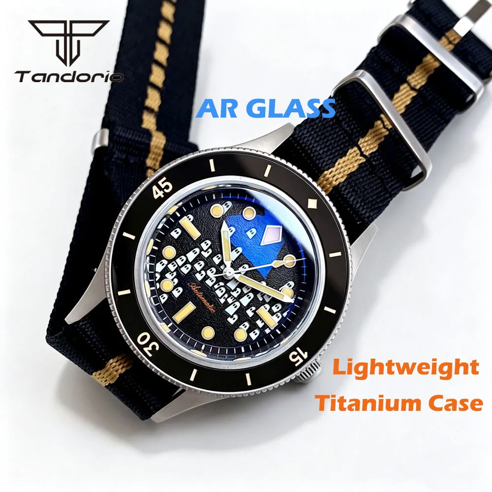 Tandorio Titanium 40mm 50-Fathoms Style Lightweight Watch for Men AR Domed Sapphire Glass NH35/Miyota 8215/2824 Movt Waterproof