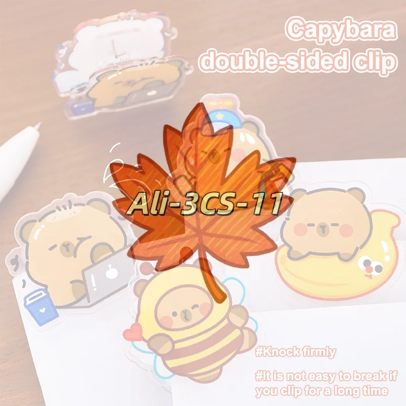 Capybara Paper Clips 4Pcs Set -Cute PP Memo Clip for Test Papers & Document Organization, Multifunctional School Office Supplies