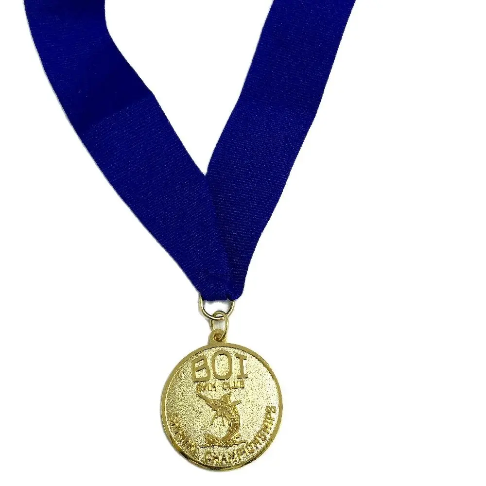

Gold Znic Alloy Medal with Ribbon, 50.8mm Diameter