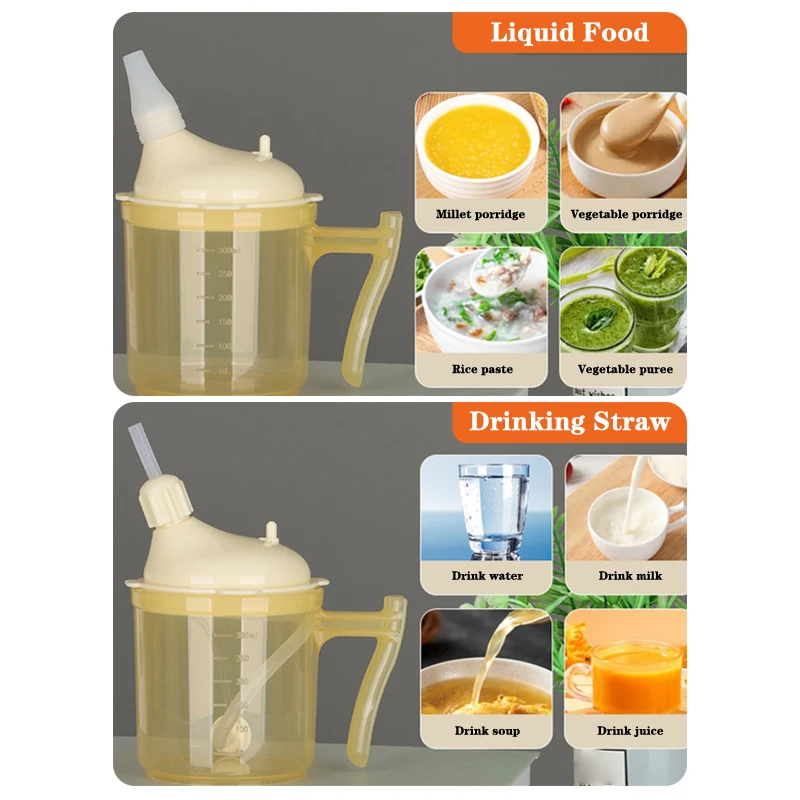 Disabled Lying-in Woman Elderly Spill Proof Dysphagia Cup Adult Sippy Cup Handle Plastic Mug Drinking Cup Parkinsons Aids Living