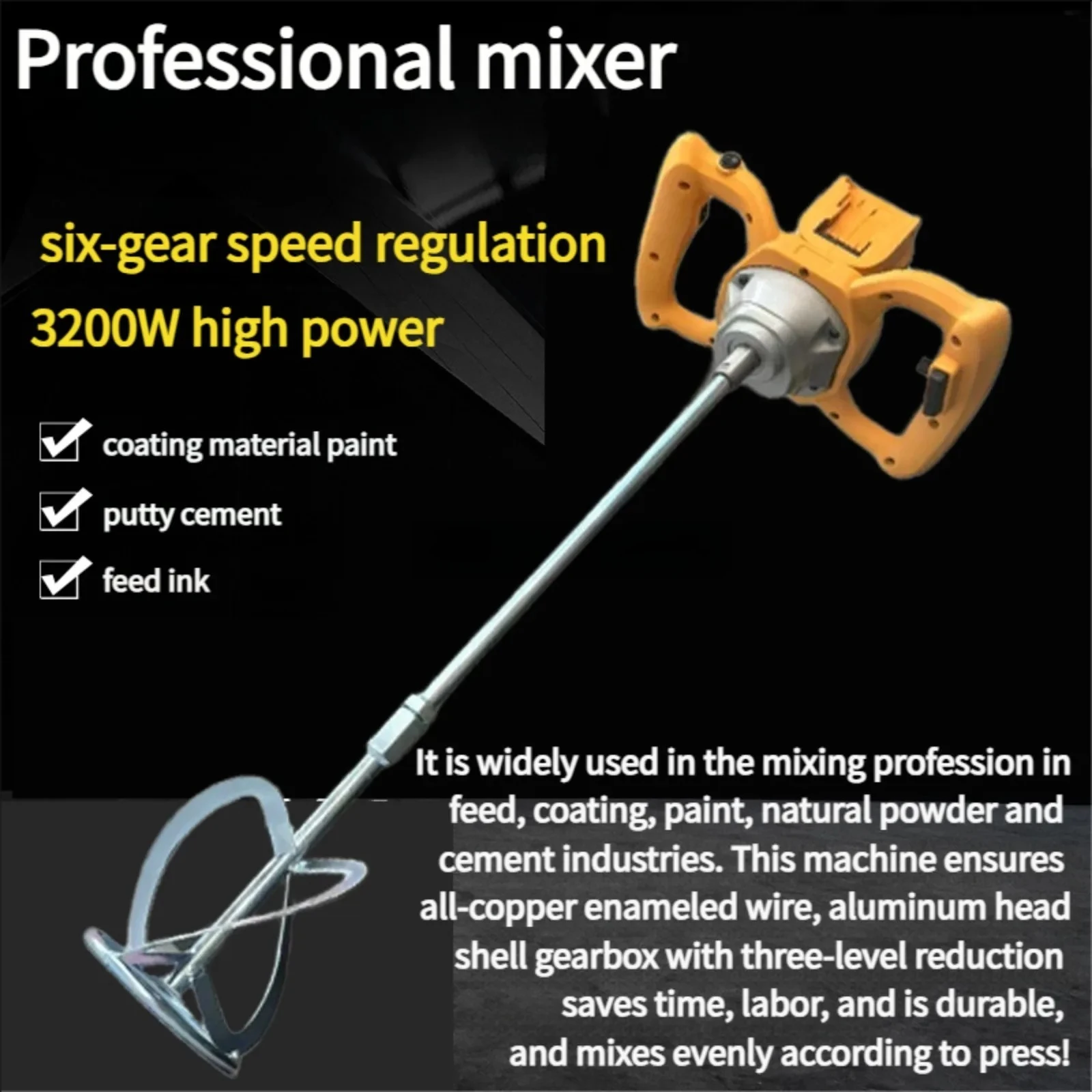 20V battery 6-Speed‌s Electric Earth Auger Concrete Mixer electric drill Cordless Handheld Ice Auger drill power tool
