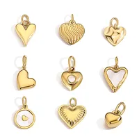 Vintage Heart Charms  Stainless Steel Pendant Shell Enamel Craft Couple Anniversary Gift Women Keychain DIY Jewelry Making