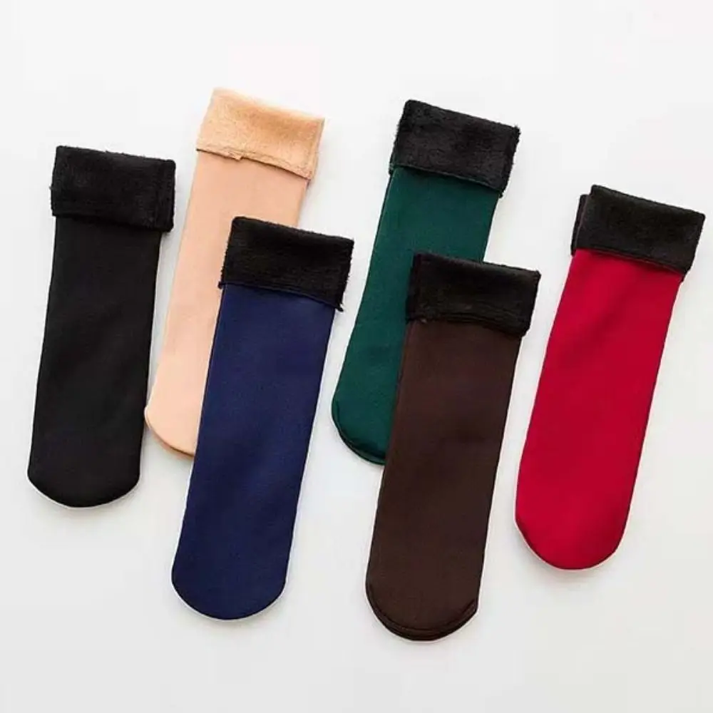 

12Pairs Simple Thicken Warm Socks Thicker Solid Color Thermal Mid Length Socks Floor Socks Mid Tube Winter Socks Women Hosiery