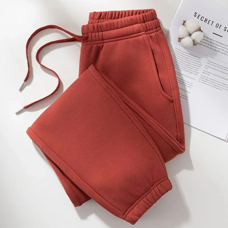 กางเกงขายาวผู้หญิงทรงหลวมเอวสูงมีเชือกผูก แต่งกระเป๋า สไตล์ลำลอง เหมาะสำหรับฤดูหนาว