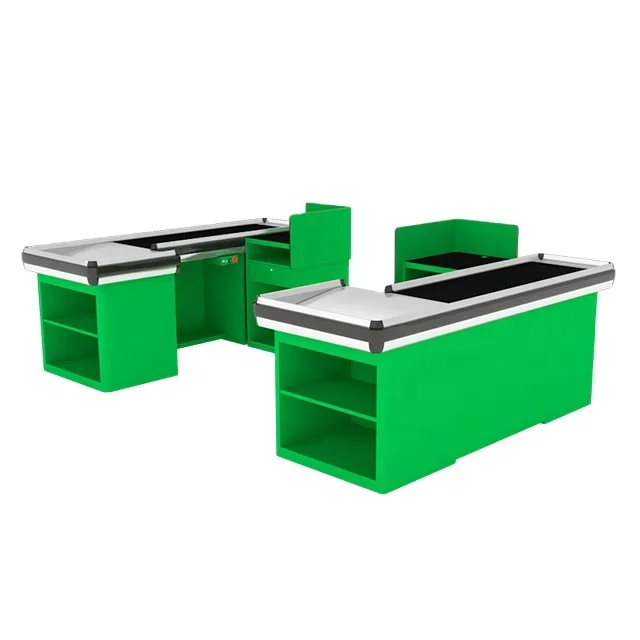 Supermarket Double Side Customized Checkout Counter With Belt