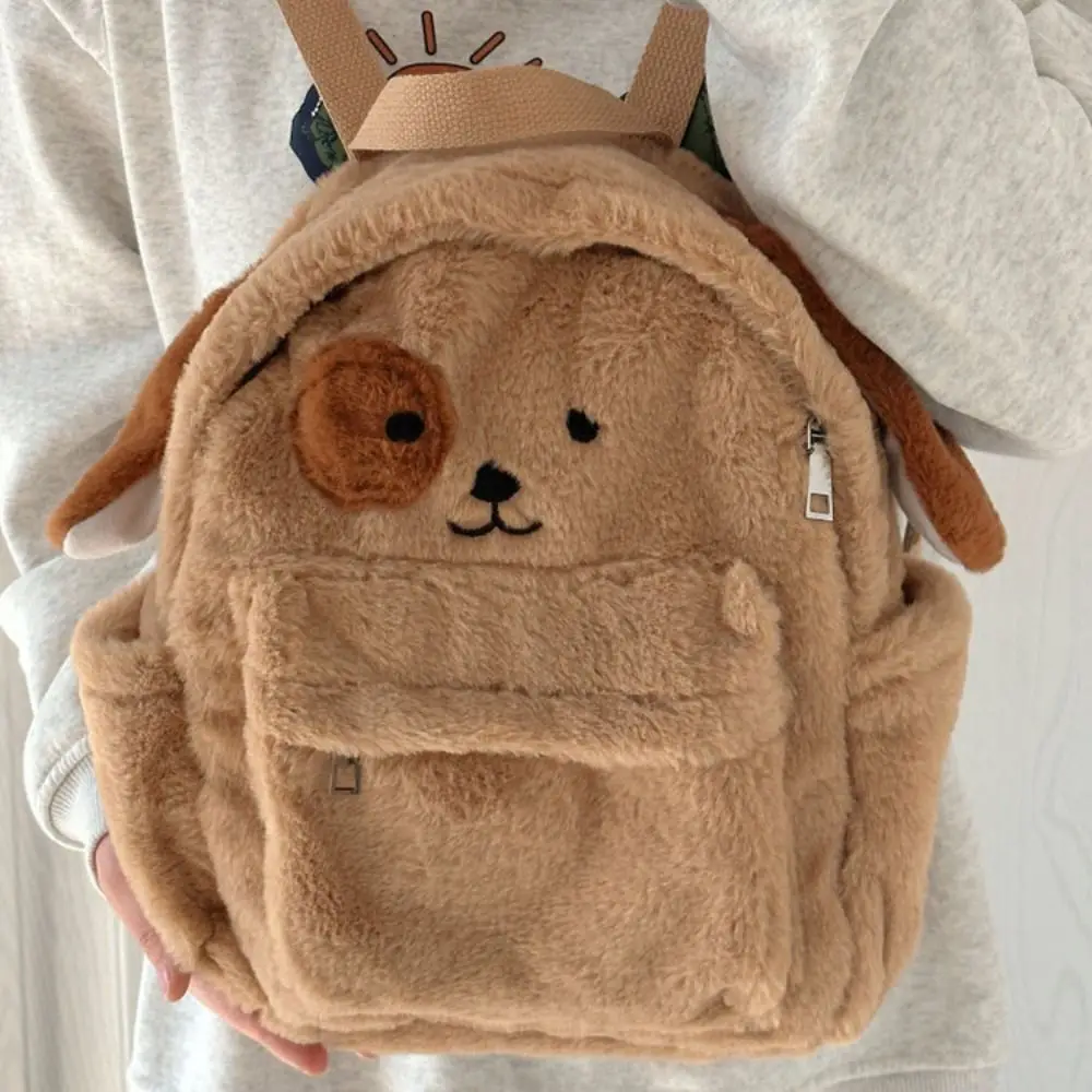 Sacs à Dos en Peluche de Dessin Animé pour Étudiant, Cartable de Grande Capacité pour Chiot Stéréoscopique, Nouvelle Collection