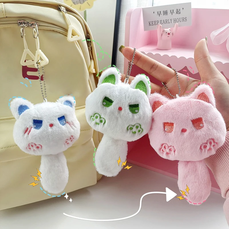 Kawaii Squeak Cat Plush Keychain Stuffed Animal Dolls Charm Cute Backpack Pendant Bag Hanging Decoration Girl Gifts