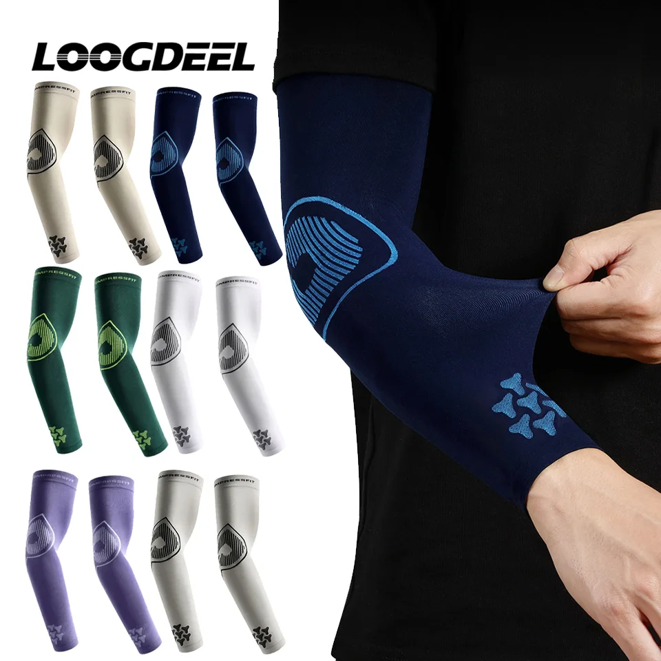 LOOGDEEL Ice Silk Cycling Sports Sleeve Running Fishing Sunscreen Arm Support Men Women Cool Feeling Breathable Arm Sleeves