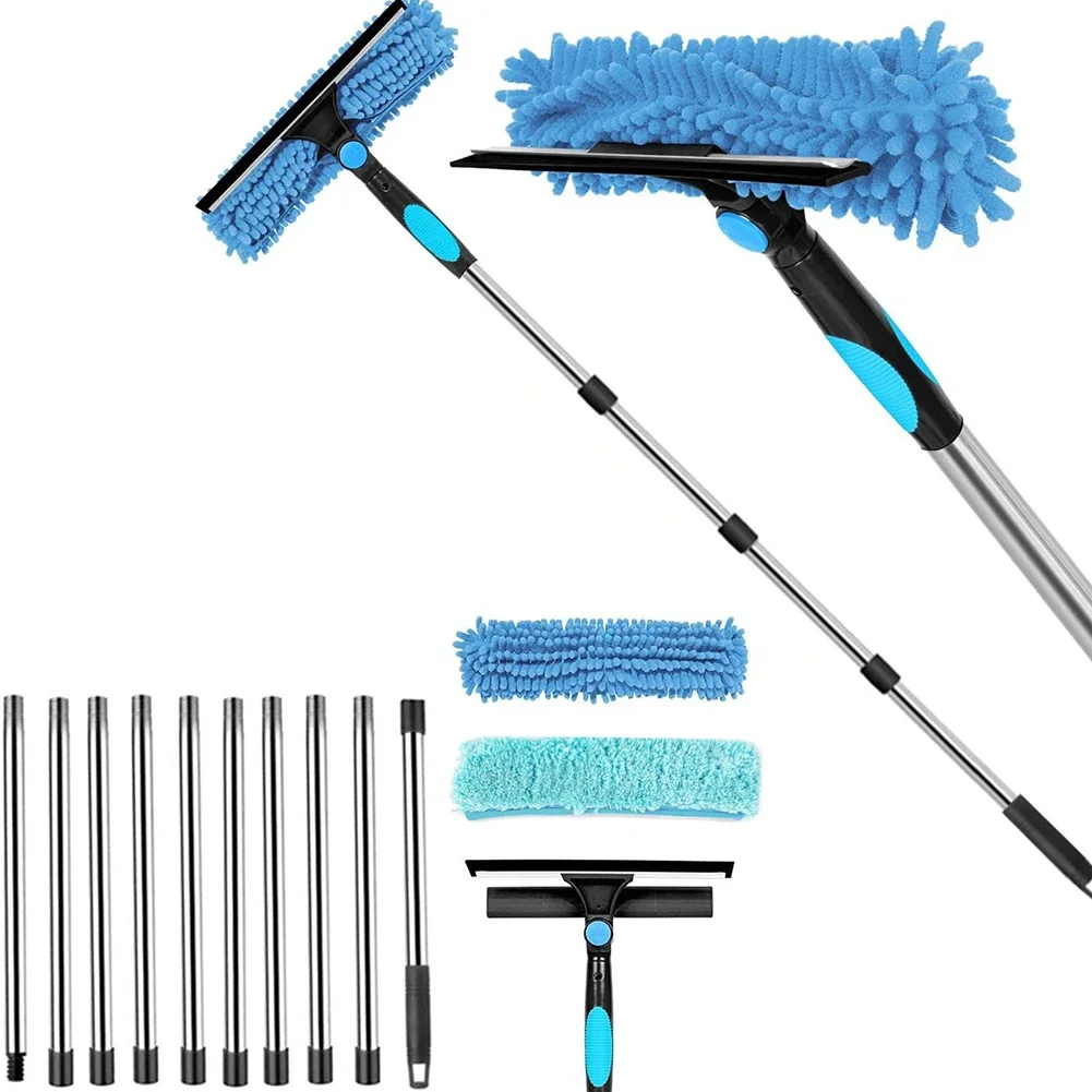 أداة تنظيف زجاج النافذة مزدوجة الجوانب للمباني الارتفاع، مقبض مريح غير قابل للانزلاق لسهولة المناورة