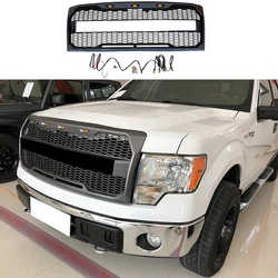 Car Front Racing Grills Mesh Raptor Style Bumper Grilles W/LED Modified For Ford F150 2009 2010 2011 2012 2013 2014