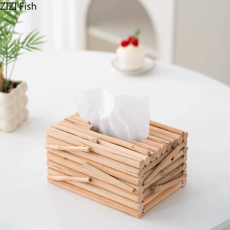 Minimalism Wooden Branch Tissue Box Handicrafts Dining Table Napkin Holder Paper Towels Tissue Boxes Creative Paper Towel Case
