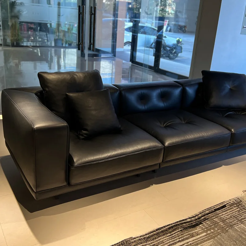 De eerste laag Italiaans eenvoudig halfgroen leren bank van rundleer