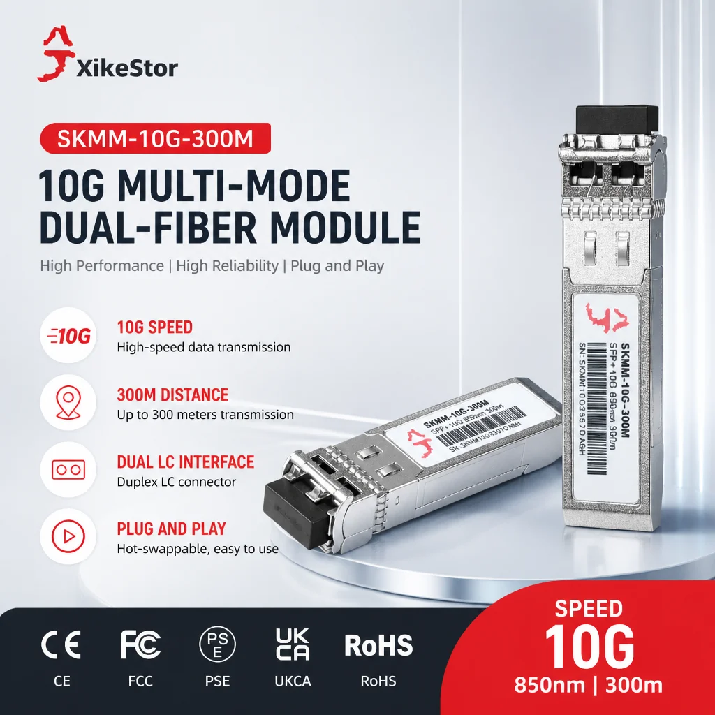 10G SFP+ SR 300m Multimode Optical Module, 10GBASE-SX LC Dual Fiber Transceiver, Hot Pluggable Compatible for Cisco Switches