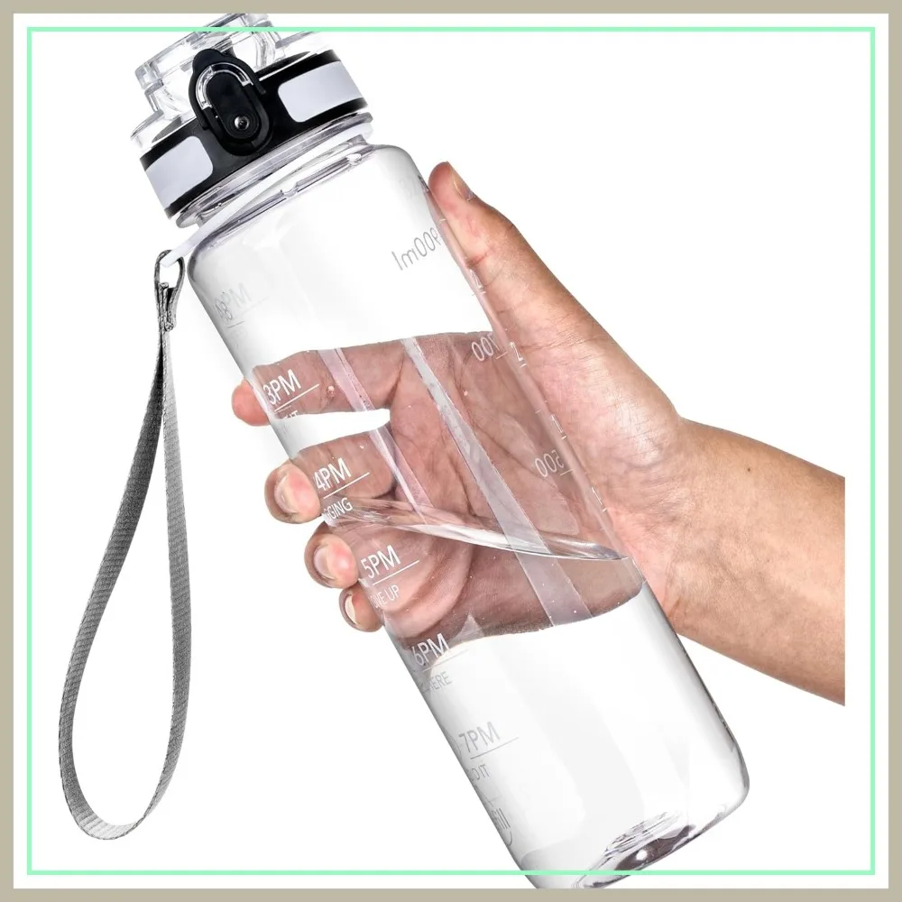 

32oz Motivational Water Bottle with Time Marker - Tritan BPA Free Leakproof