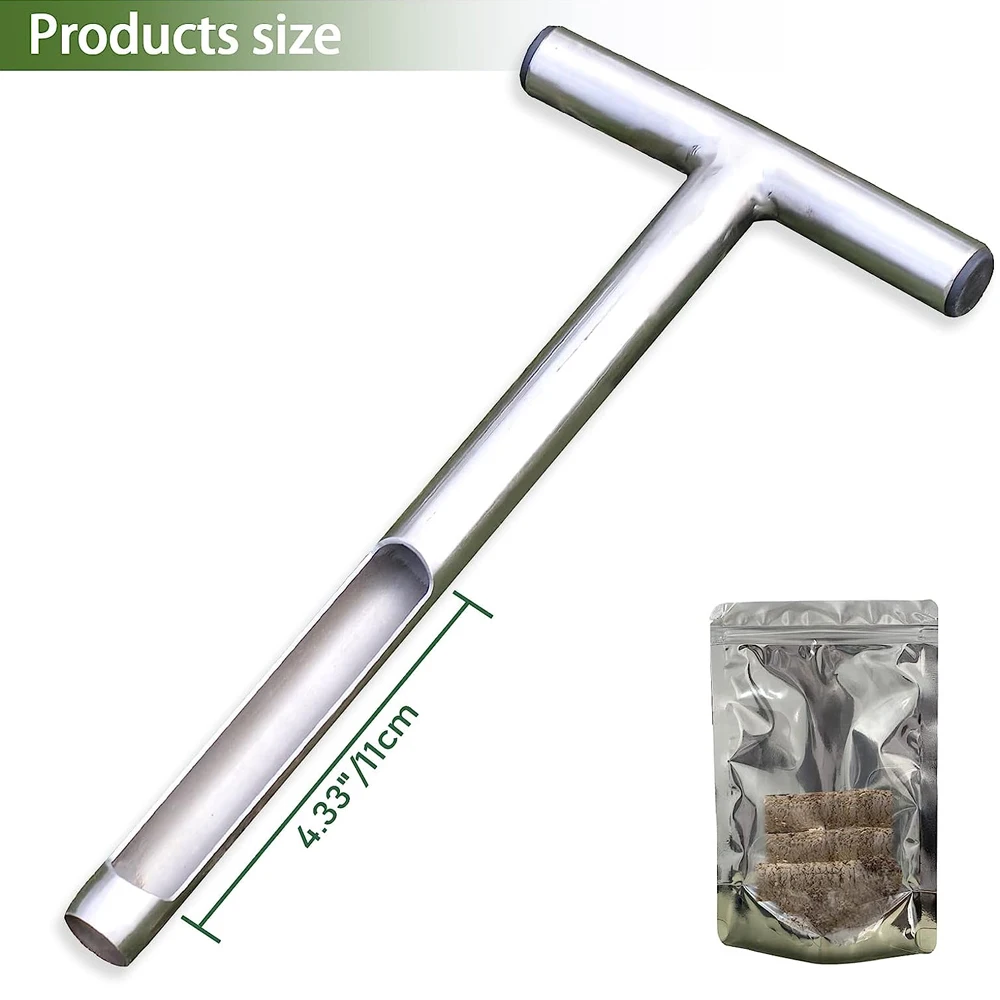 Soil Probe 12 Inch with 2 Bags Soil Sample Probe for Lawn House Plants T-Handle Soil Sampler Probe Rod Tool Set Stainless Steel