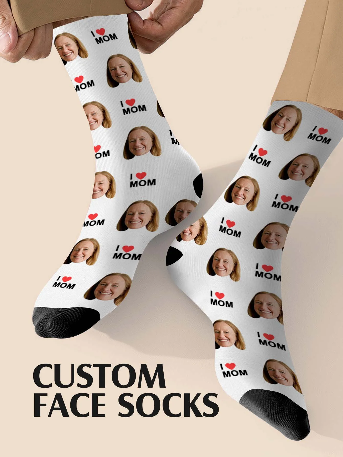 Custom Photo Socks Mothers Day Personalized Mom Socks Family Picture Printed Socks Two Sizes Available Gift for Mom view 2