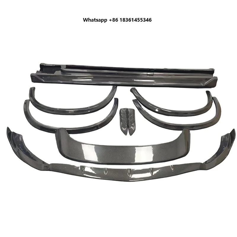 GLC For X254 GLC43 Car TopCar 2023+ Style Wet Carbon Fiber Body Kit Front Bumper Lip Side Skirt Wheel Arches Top Spoiler