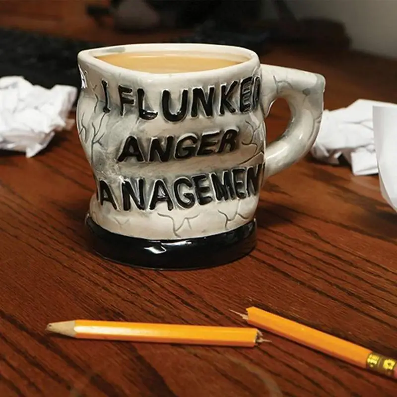 I Flunked Anger Management Mug Twisted Coffee Cup Coffee Mug Ceramic Inspirational Funny Mug For Office Creative Gifts