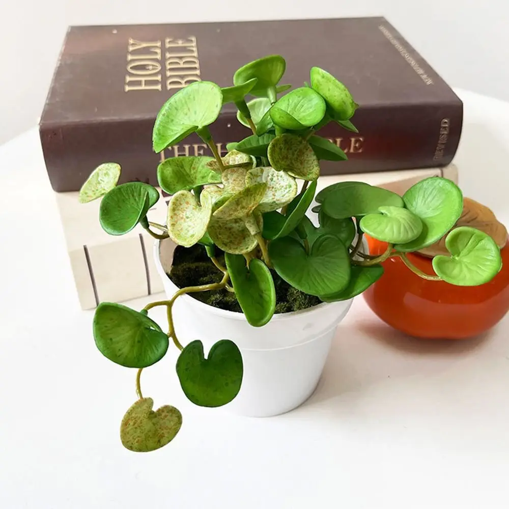 Soft Artificial Copper Coin Grass Plants Realistic Handmade Fake Ivy Leaf Leaves Wall Hanging Mini Bouquet Home Decoration