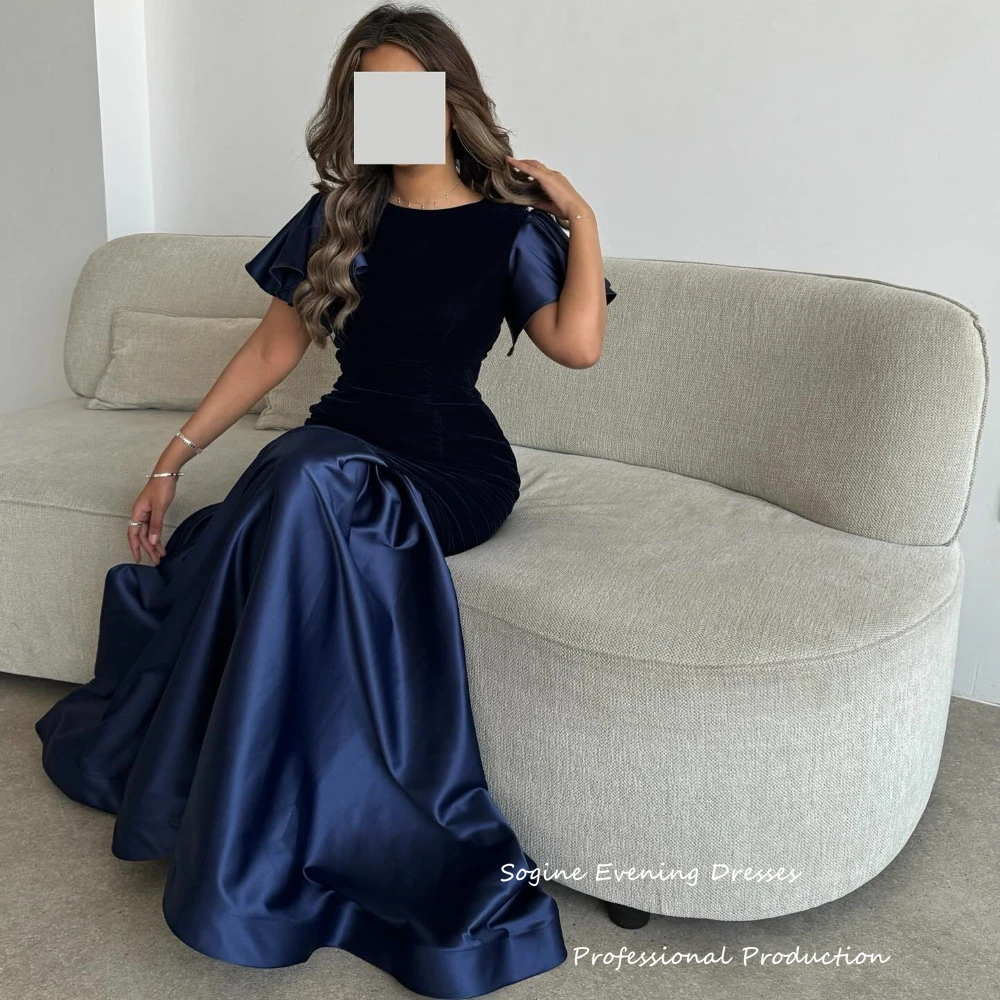 Элегантные платья для выпускного вечера трапециевидной формы 2025, атласное платье длиной до пола с короткими рукавами, свадебное платье с овальным вырезом и высокой талией فساتين سهرة Formal