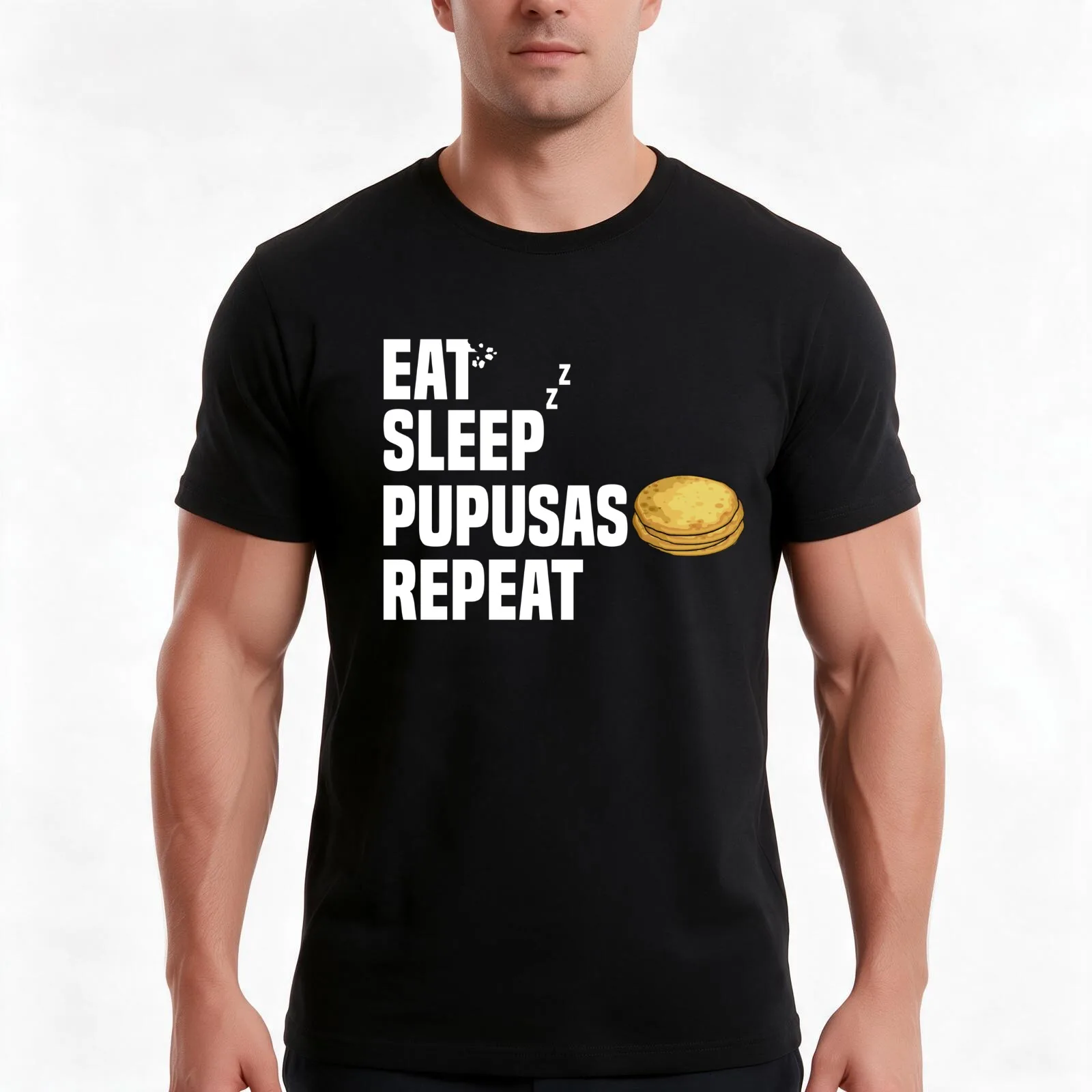 Eat Sleep Pupusas Repeat Pupusas Lover Pupusas Maker T-Shirt, Summer Casual Cotton Tee, Oversized Streetwear Tops, 100% Cotton