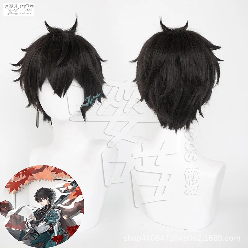 Danheng Cosplay Wig Game Honkai: Star Rail 35CM Black Heat Resistant Synthetic Hair Anime Danheng Cosplay Wigs Halloween Party