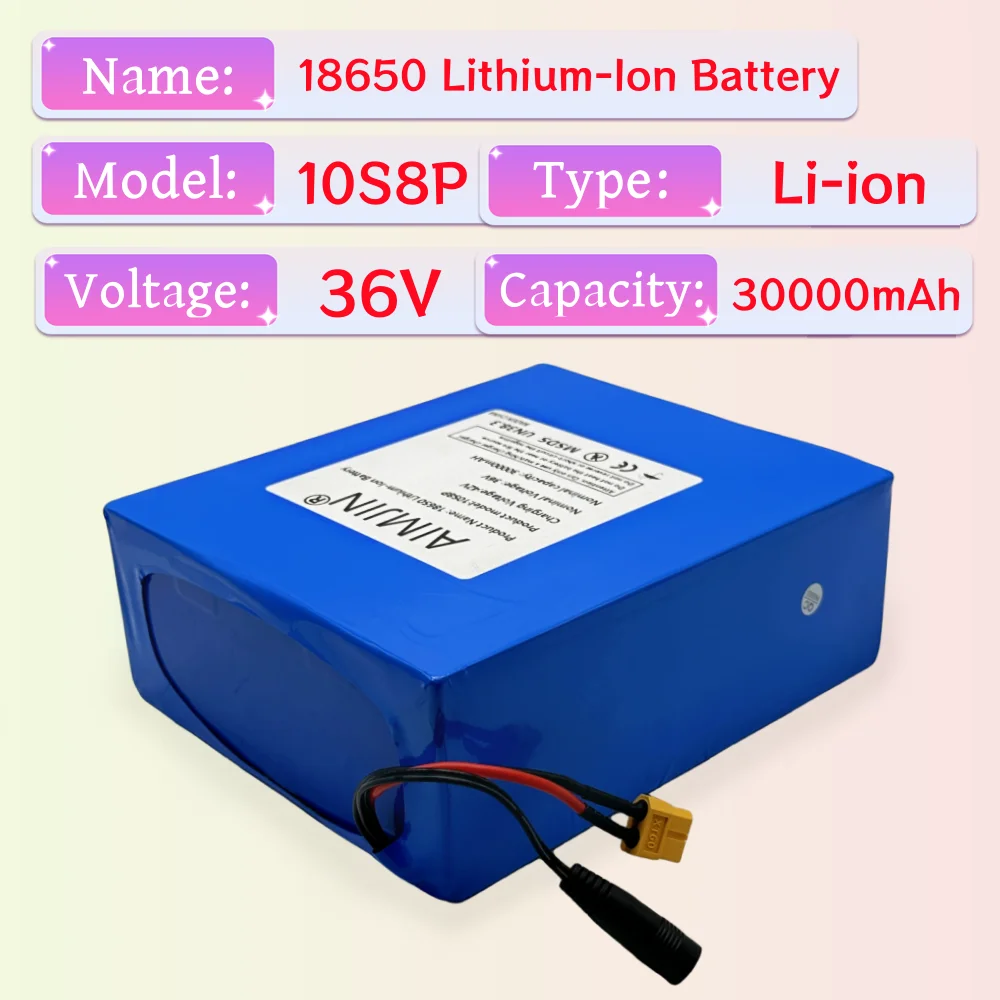 100% New High-capacity Battery 10S8P Lithium-ion Rechargeable Battery Pack 36V 30000mAh Suitable for Electric Scooter Battery