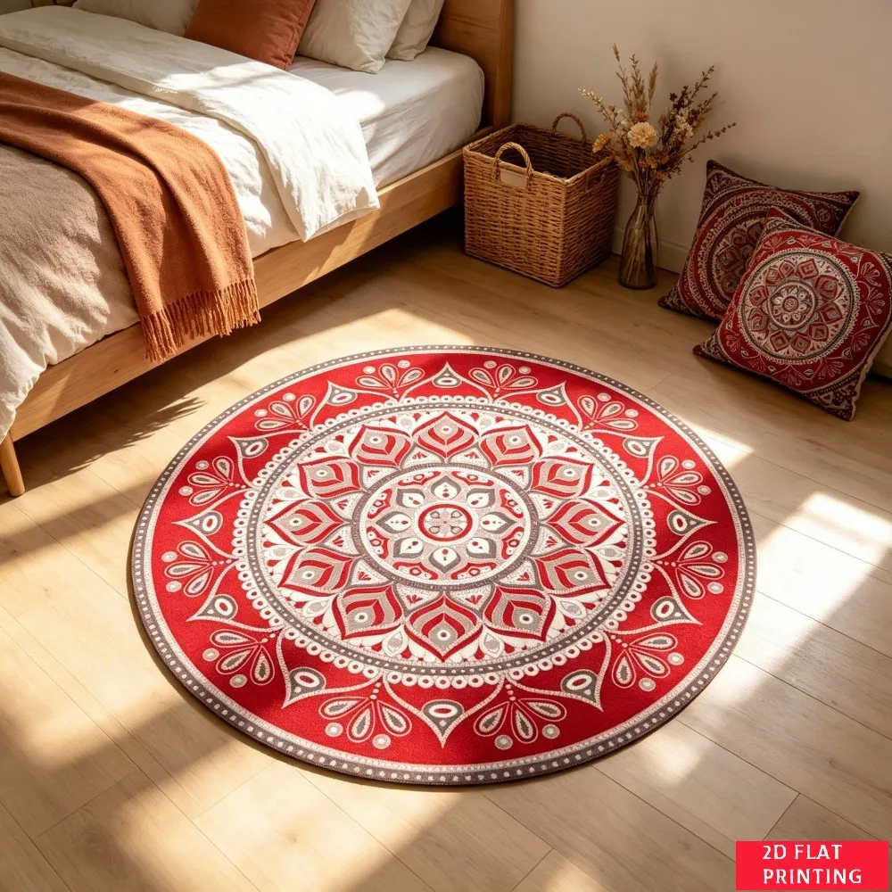 Vintage Greek Roman Medallion Ornament Round Rug For Classical Home Accent Featuring Red Green Gold Border Carpet Vibe
