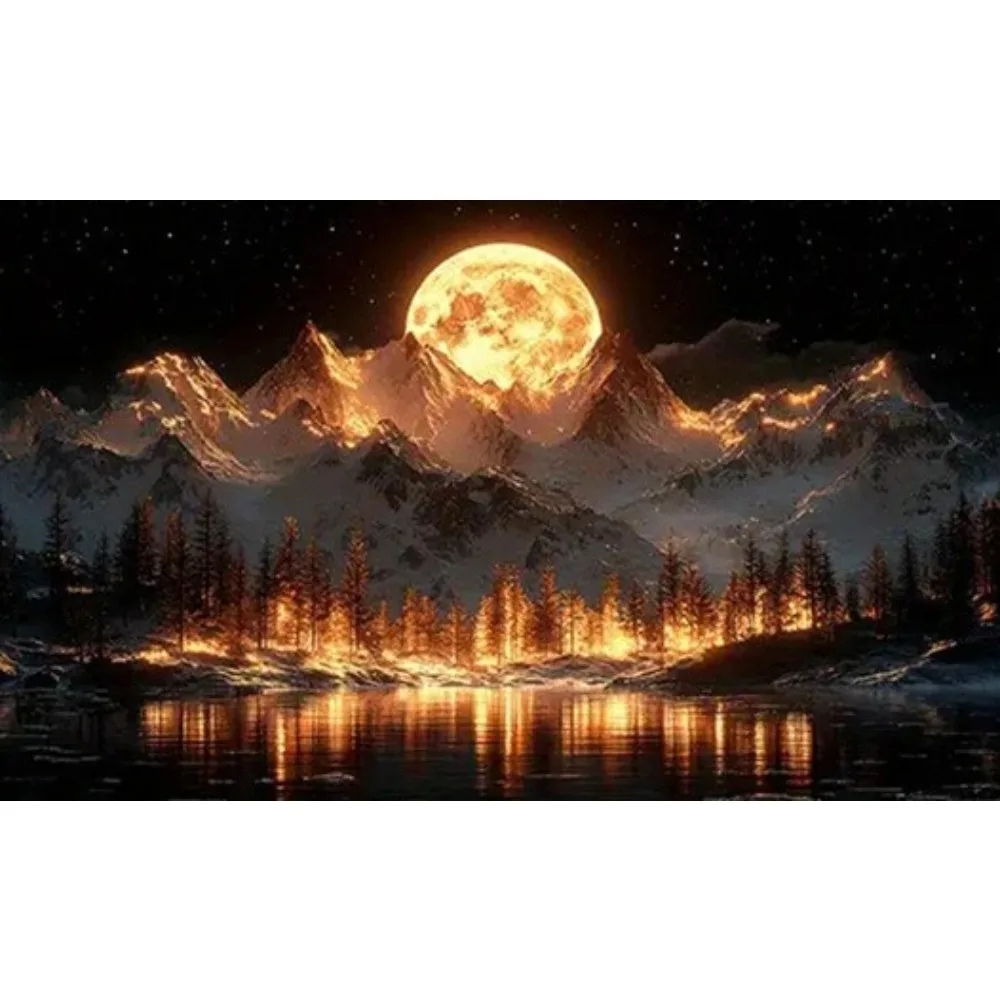 quebra-cabeca-de-500-1000-1200-2000-pecas-reflexo-da-lua-e-montanha-nevada-ideal-para-iniciantes-decoracao-moderna