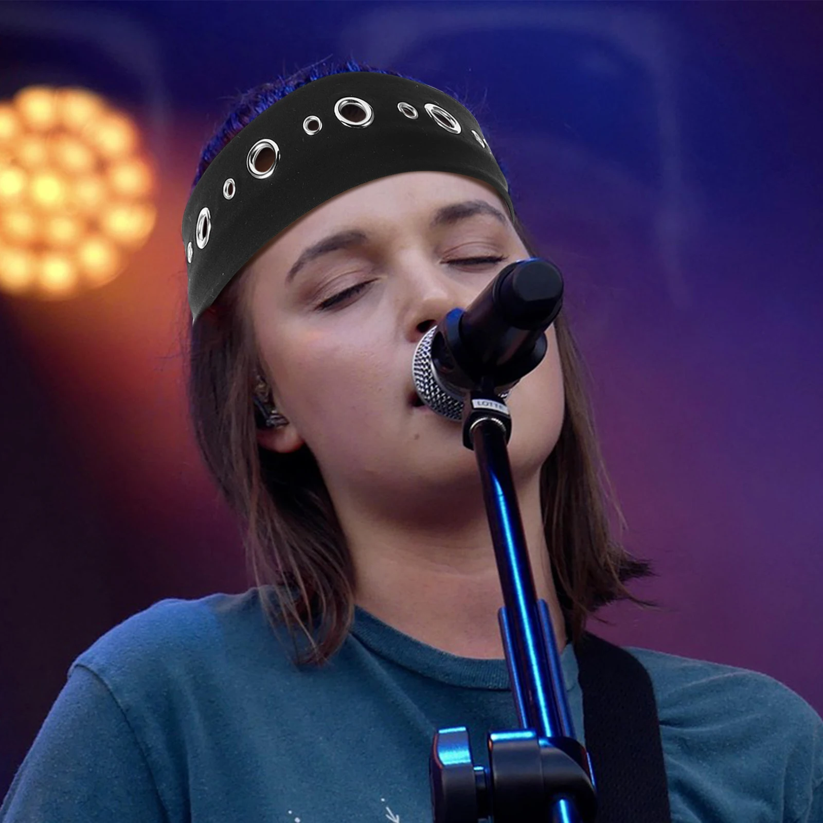 3 قطعة الثقوب المجوفة واسعة جروميت الشرير رباط شعر مطاطا بسط النسيج عقال لمهرجان حفلة خمر يبدو روك