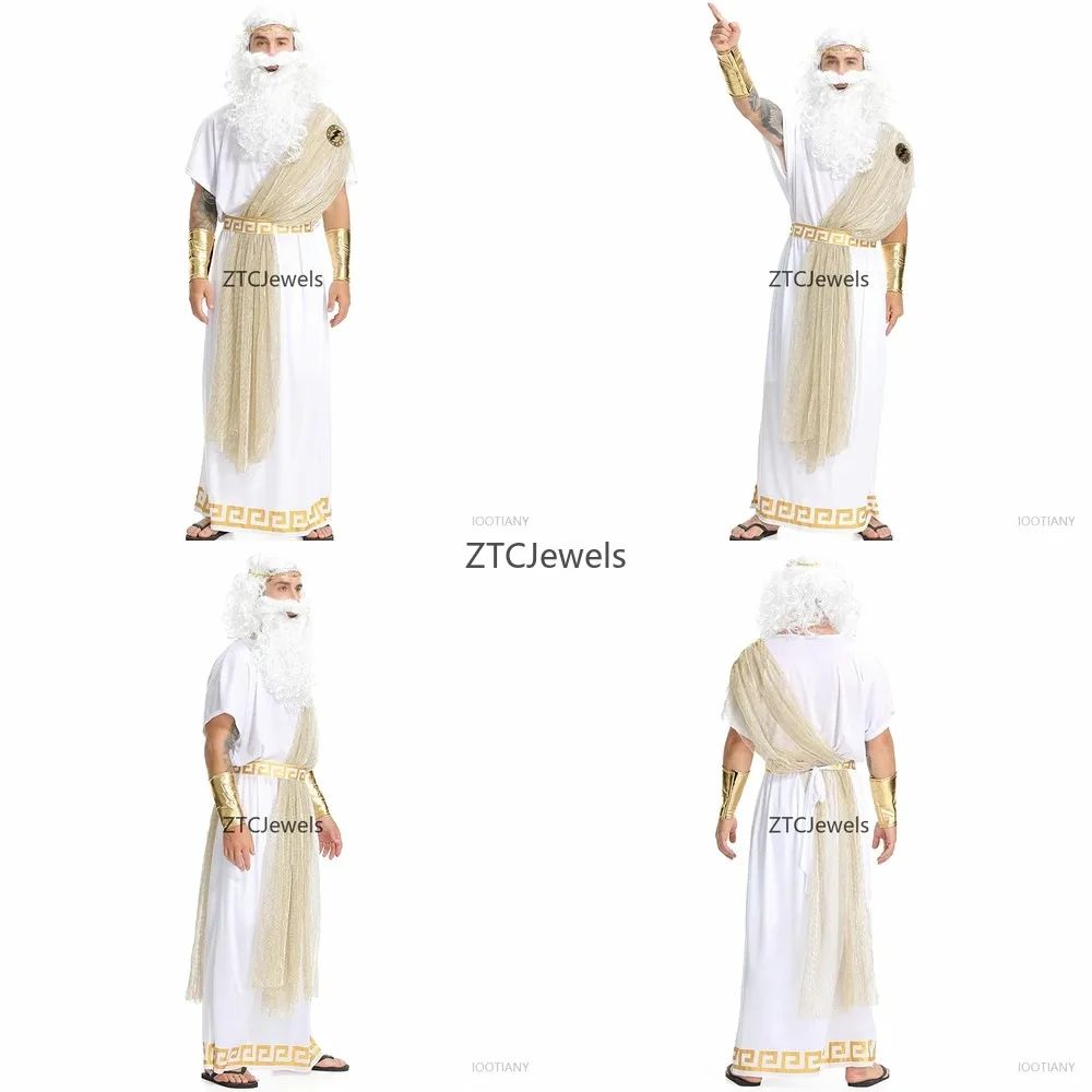 Disfraz de Zeus para hombre, disfraz de Dios griego, rey del Olimpo, traje de fiesta de Carnaval de Halloween, disfraz de juego de rol para adultos