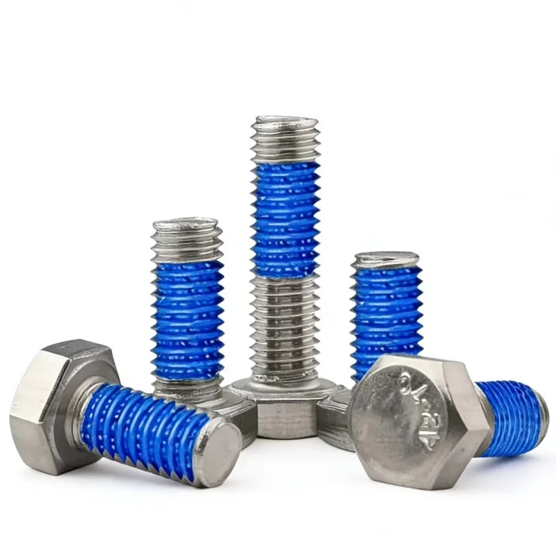 

100Pcs M2 M2.5 M3 M4 M5 Bolt 304 SS External Hexagon Coated Thread Adhesive Anti-Slip Machine Screw Point Glue Anti-Loose Screw