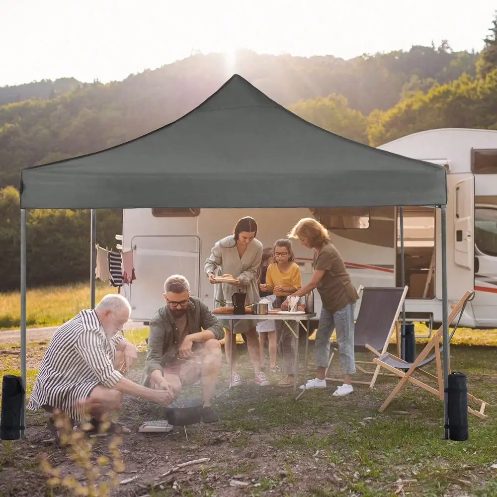 

FT Pop Up Canopy Tent With Slant Legs And Carrying Bag, Easy Setup Outdoor Shelter For Patio, Garden, Beach, Gray