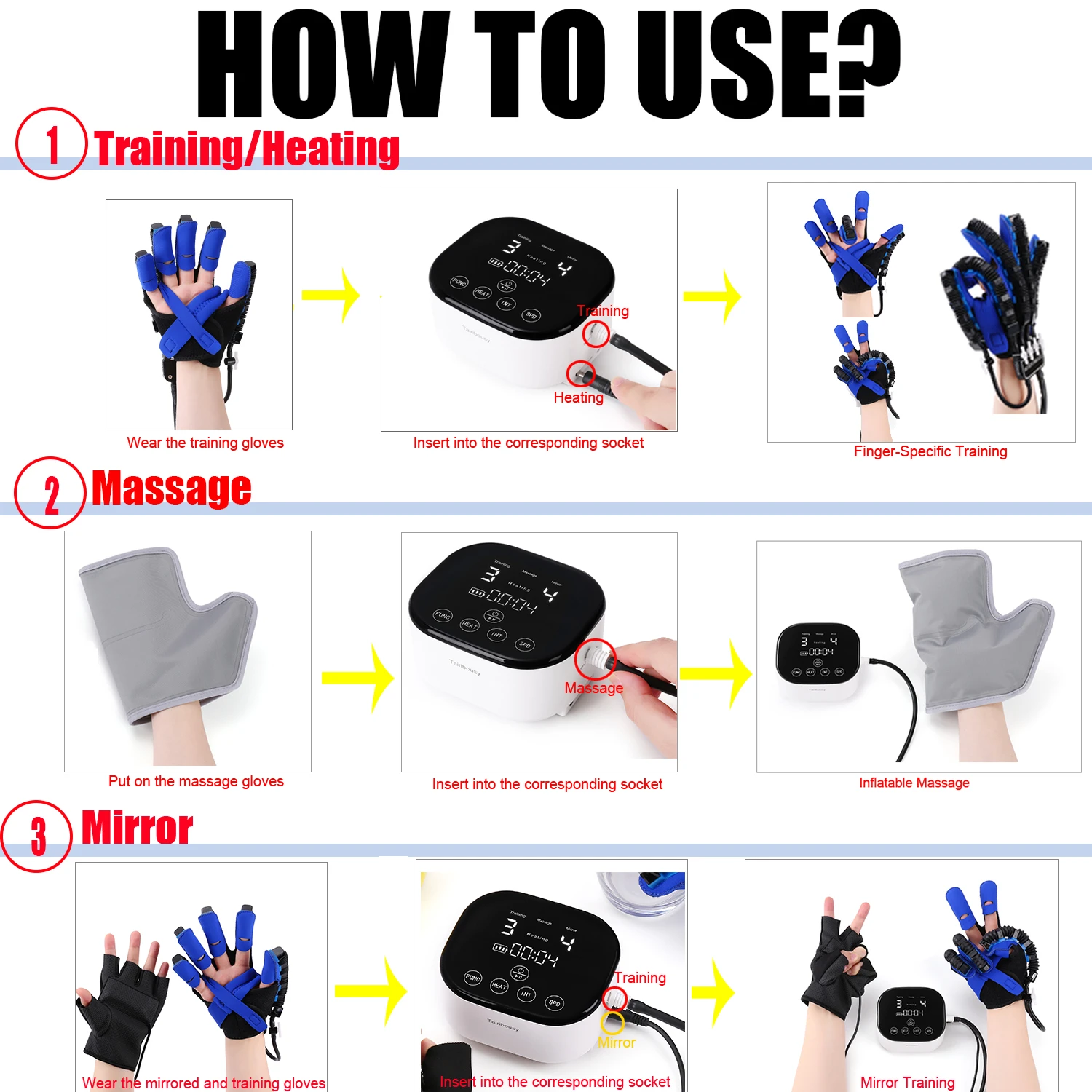 Stroke Recovery Glove Hemiplegia Hand Finger Rehabilitation Robot Gloves Cerebral Infarction Training Physiotherapy Recovery