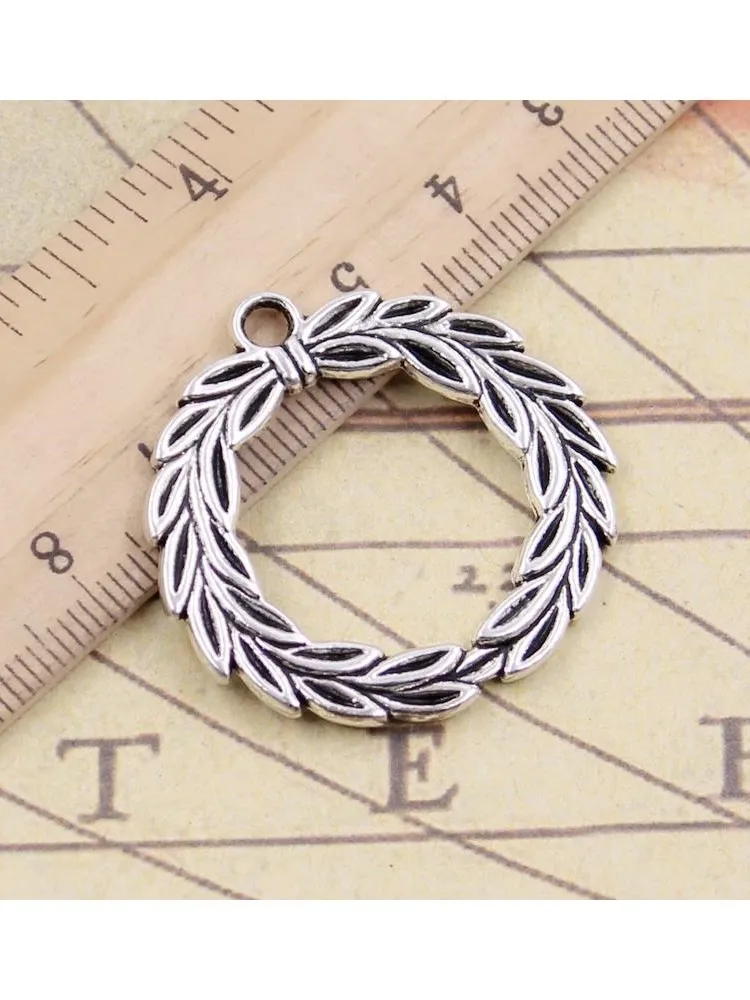 10 sztuk Charms liści laurowych wieniec 36x34mm tybetański brąz srebrny kolor zawieszki antyczne tworzenia biżuterii DIY Handmade Craft — zdjęcie 2