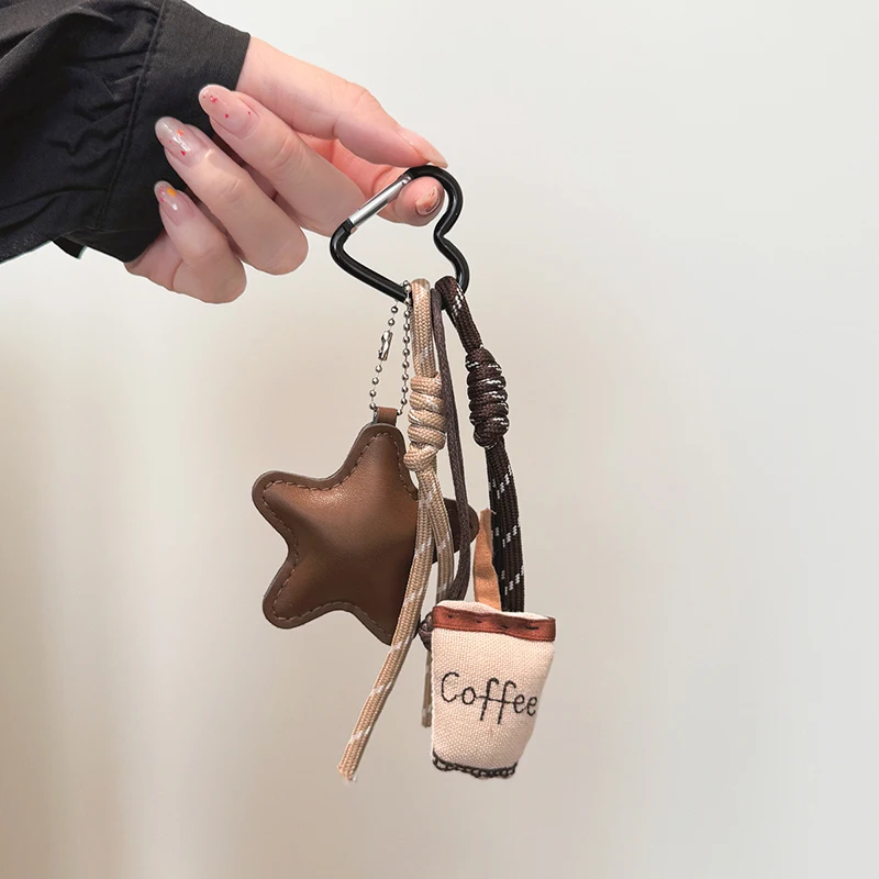 Best-selling Coffee Five-pointed Star Pendant Key Chain Bag Ornaments Advanced Coffee Color Bag Hanging