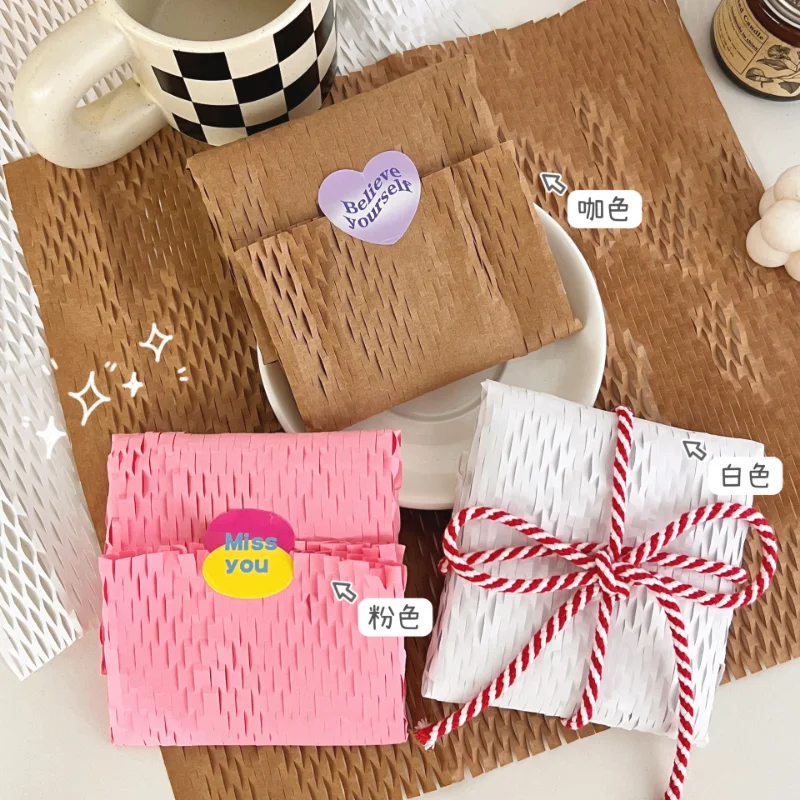 5pc Ins Wind Honeycomb Paper Shockproof Cushioning Wrapping Paper Biodegradable Kraft Paper Environmental Packing Gift Packaging