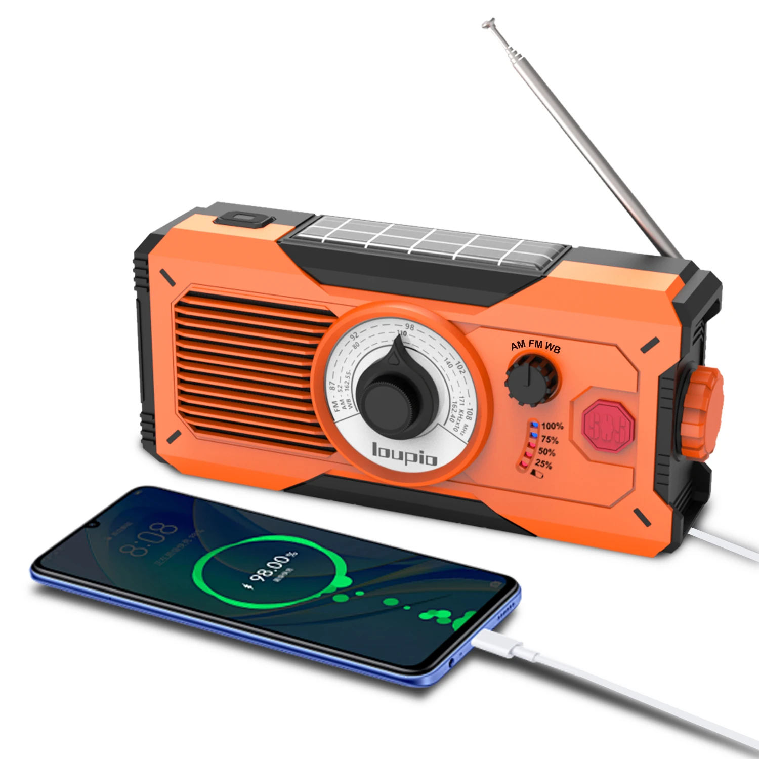 

Emergency Hand Crank Radio Solar Powered Radio 5000mAh AM/FM/WB Weather Radio Solar Radio for Outdoor Camping and Emergency